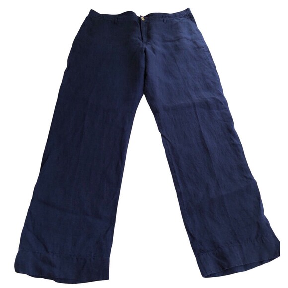 Lilly Pulitzer Breeta Linen Trousers True Navy Size 16 Style #013056 NWT - Picture 1 of 8